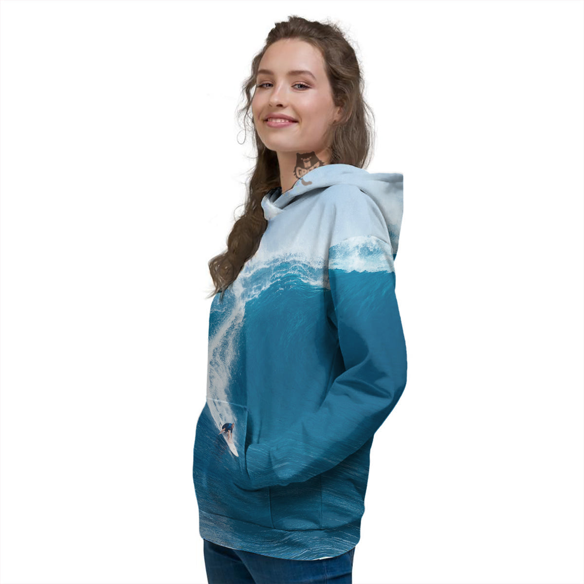 Surfing On Sea Print Women's Hoodie-grizzshop