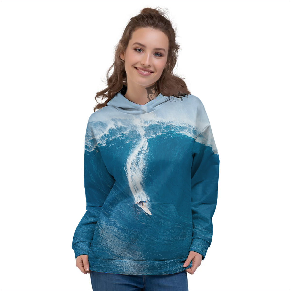 Surfing On Sea Print Women's Hoodie-grizzshop