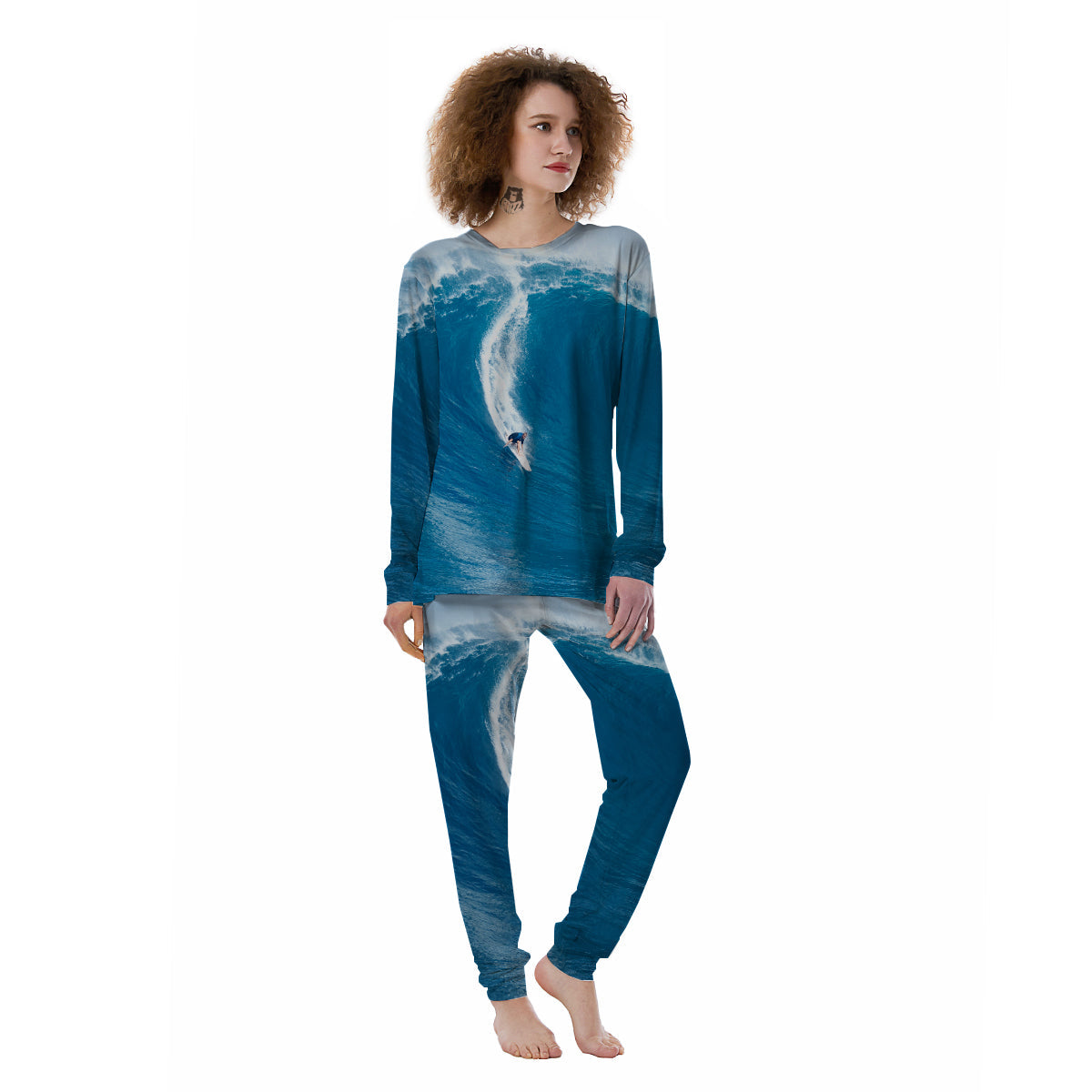 Surfing On Sea Print Women's Pajamas-grizzshop