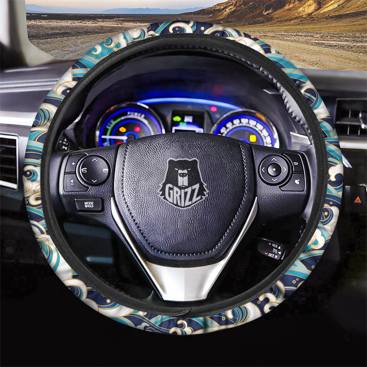 Surfing Sea Wave Print Pattern Car Steering Wheel Cover-grizzshop