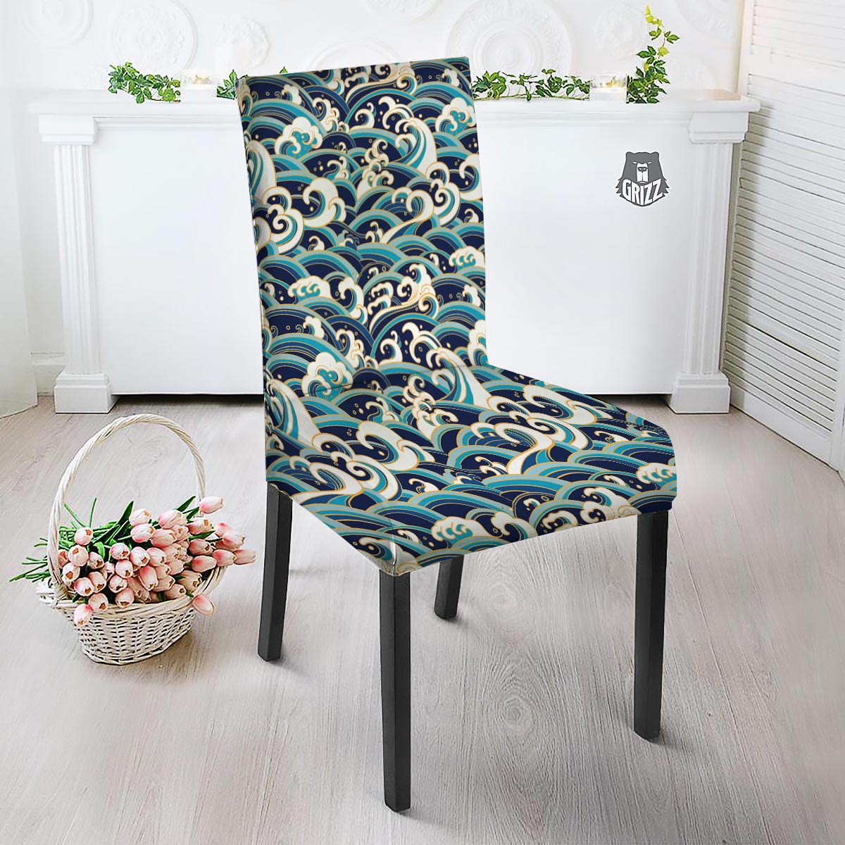 Surfing Sea Wave Print Pattern Dining Chair Slipcover-grizzshop