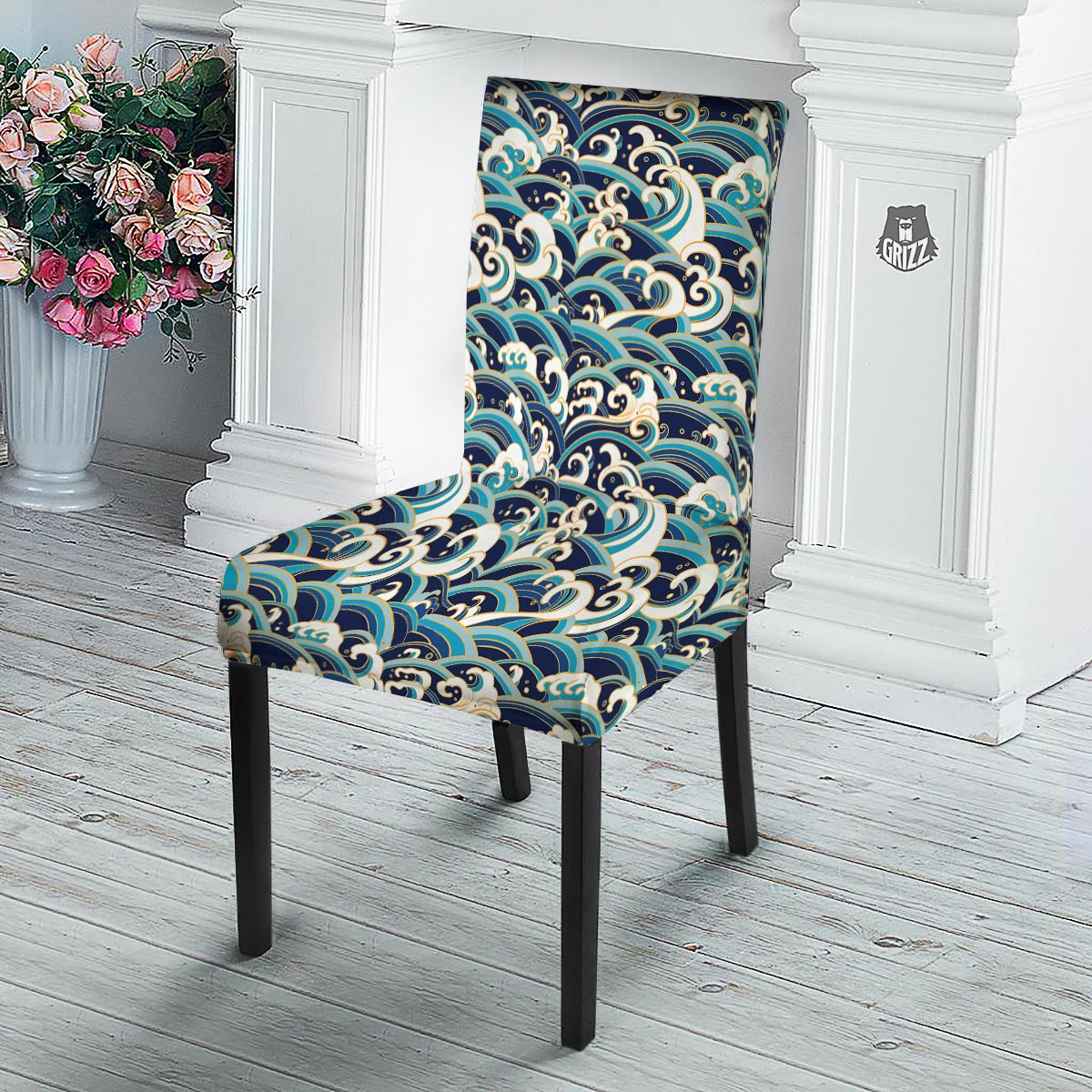 Surfing Sea Wave Print Pattern Dining Chair Slipcover-grizzshop