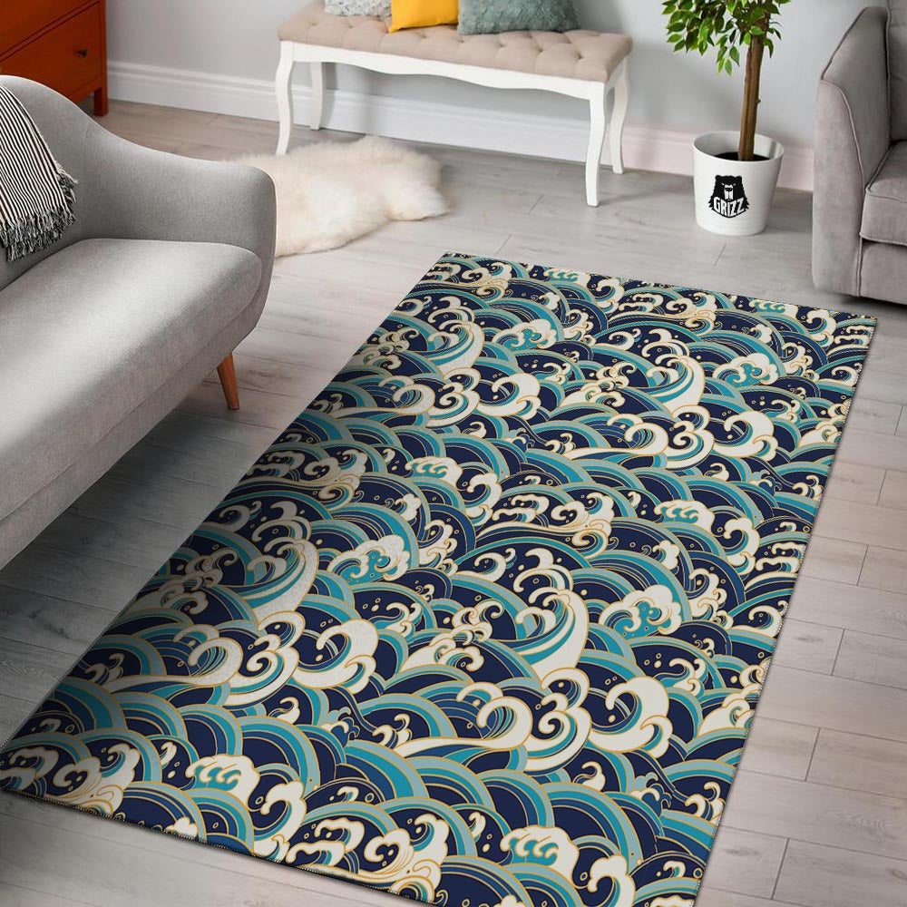 Surfing Sea Wave Print Pattern Floor Mat-grizzshop