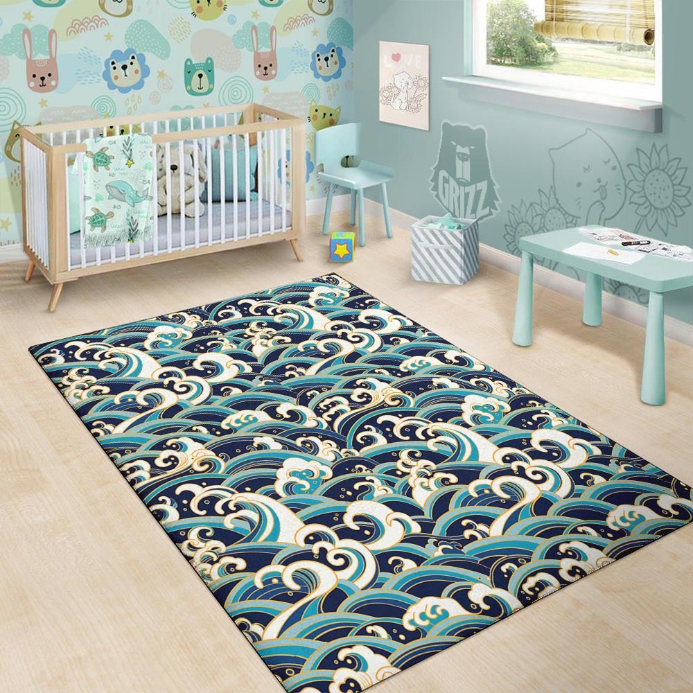 Surfing Sea Wave Print Pattern Floor Mat-grizzshop