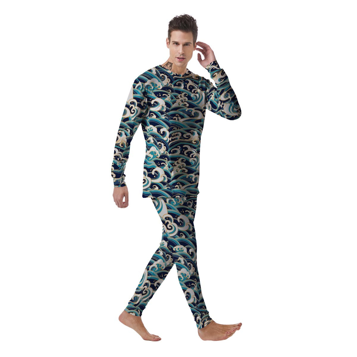 Surfing Sea Wave Print Pattern Men's Pajamas-grizzshop