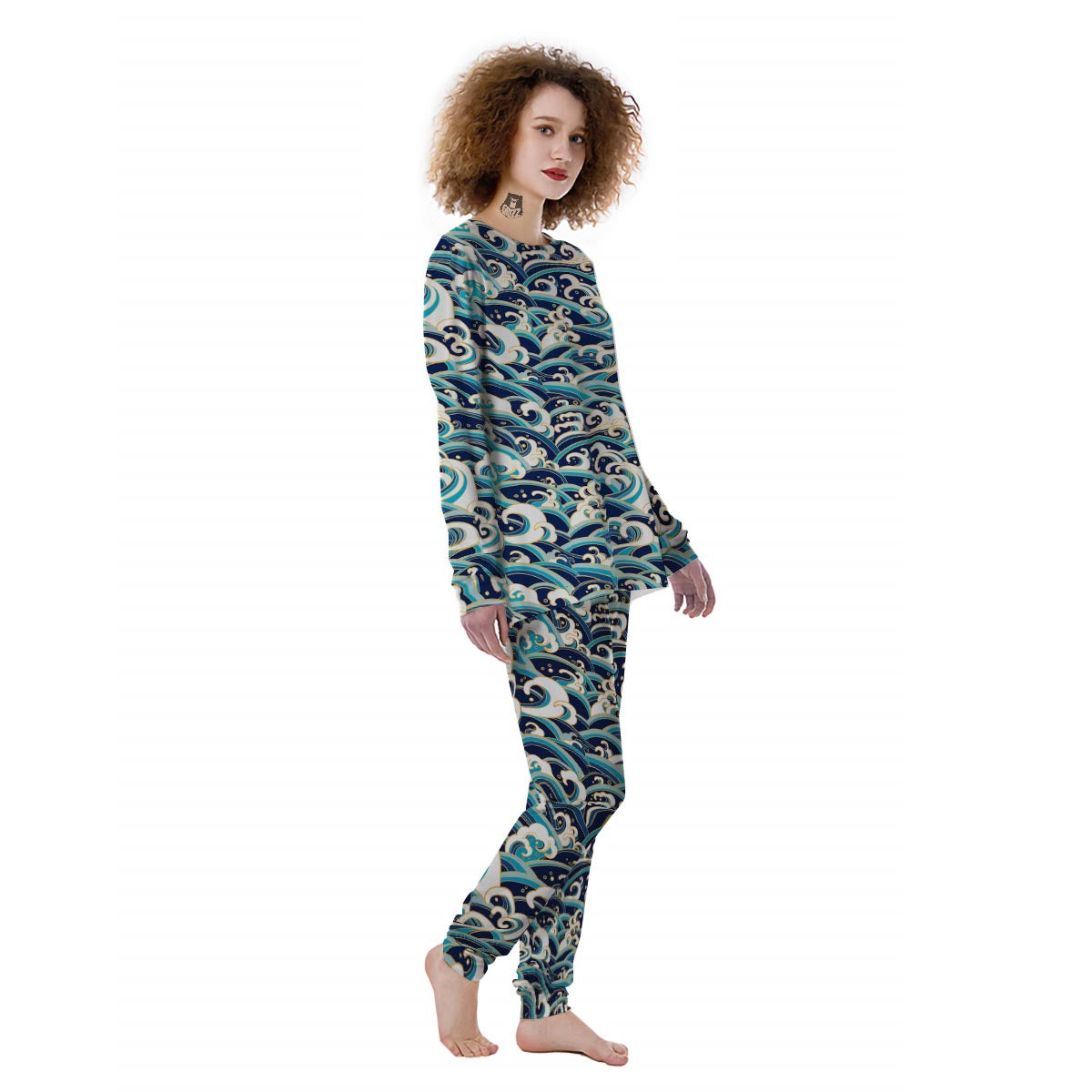 Surfing Sea Wave Print Pattern Women's Pajamas-grizzshop