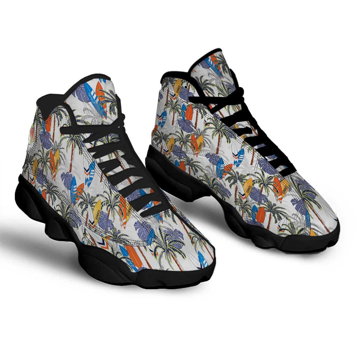 Surfing Summer Print Pattern Black Basketball Shoes-grizzshop