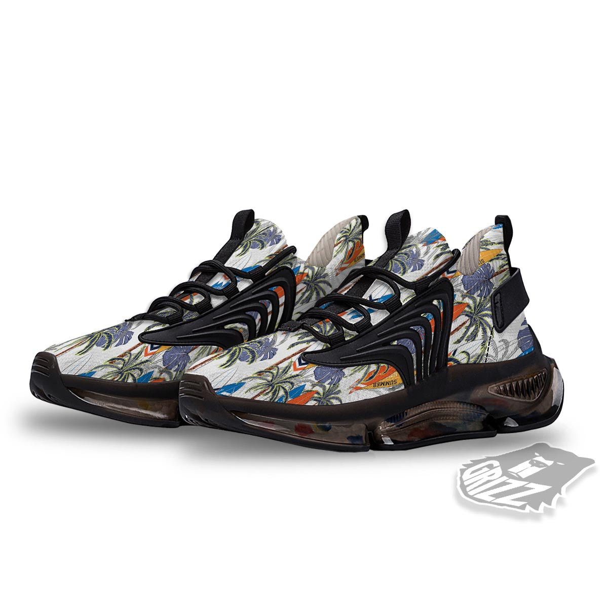 Surfing Summer Print Pattern Black Gym Shoes-grizzshop