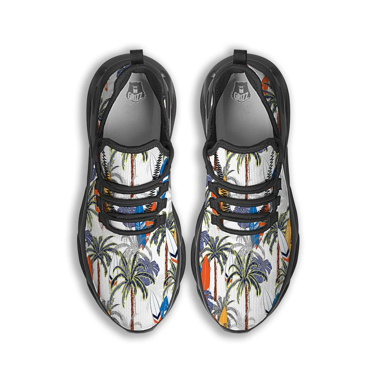 Surfing Summer Print Pattern Black Running Shoes-grizzshop