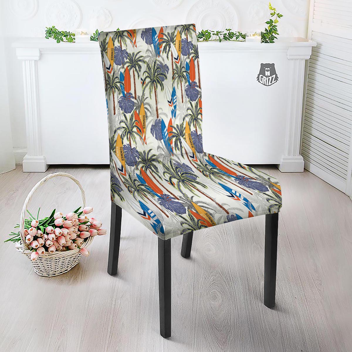 Surfing Summer Print Pattern Dining Chair Slipcover-grizzshop
