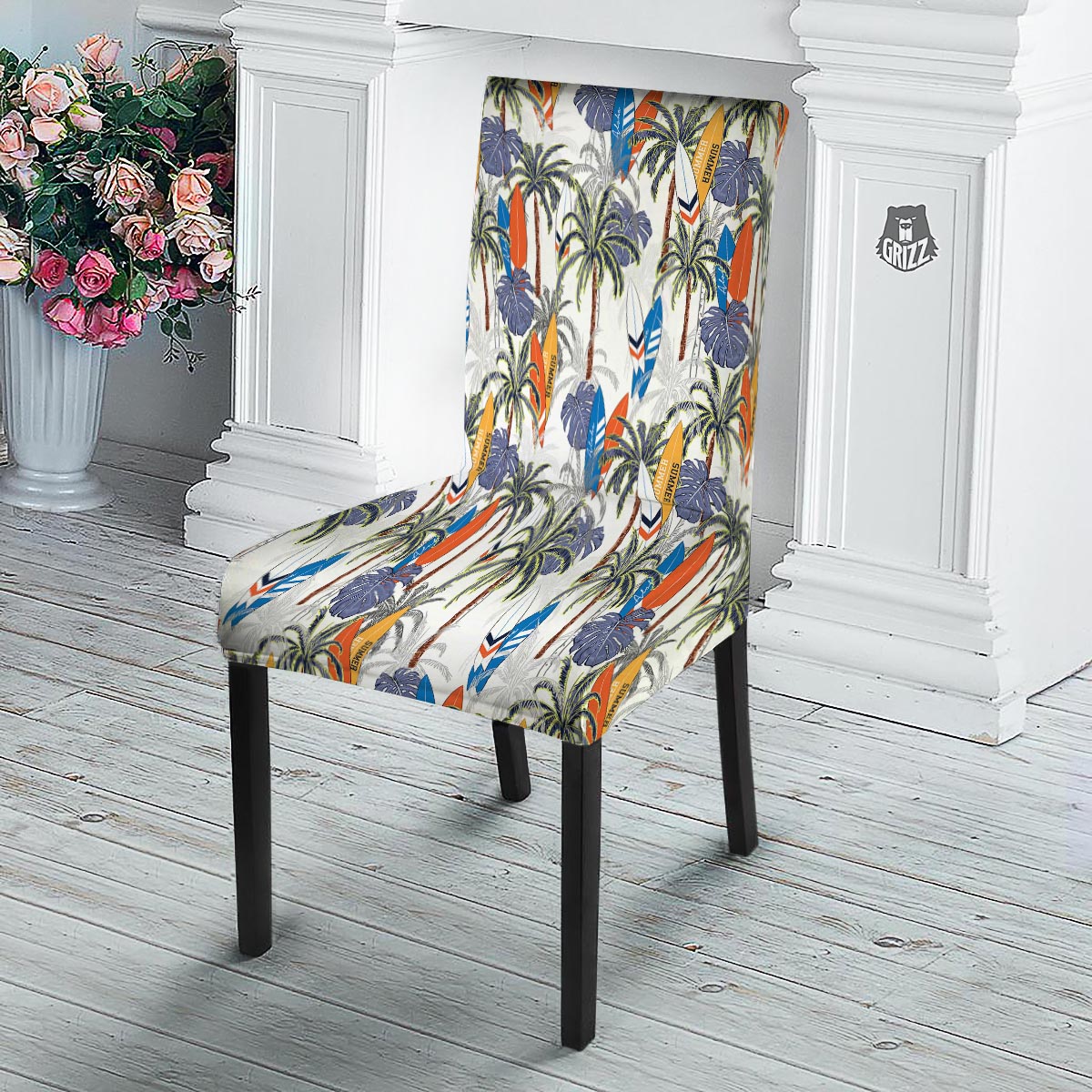 Surfing Summer Print Pattern Dining Chair Slipcover-grizzshop