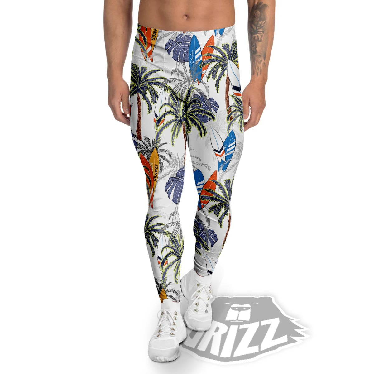 Surfing Summer Print Pattern Men's Leggings-grizzshop