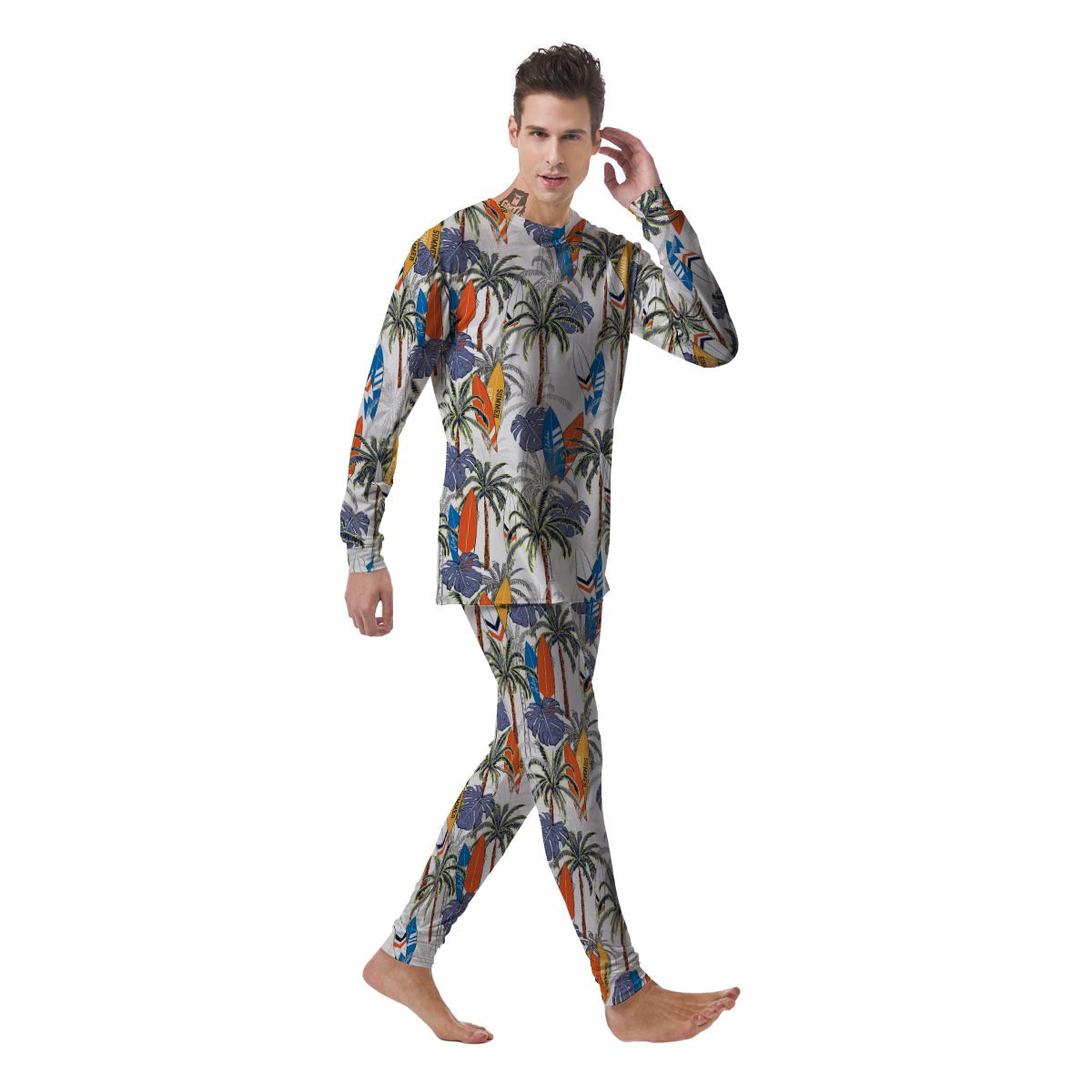 Surfing Summer Print Pattern Men's Pajamas-grizzshop