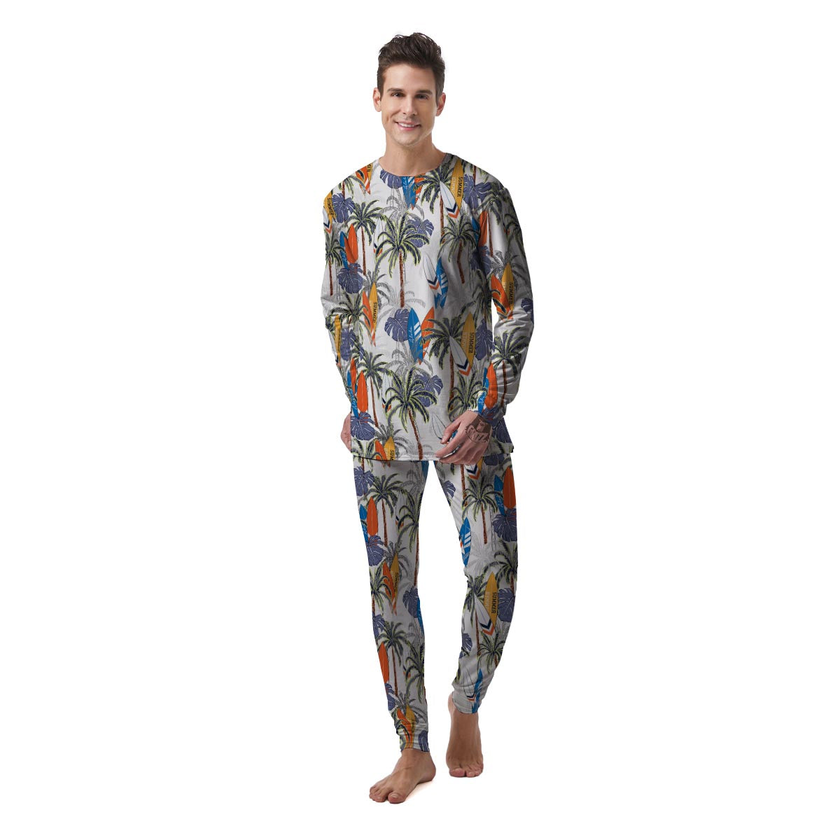 Surfing Summer Print Pattern Men's Pajamas-grizzshop