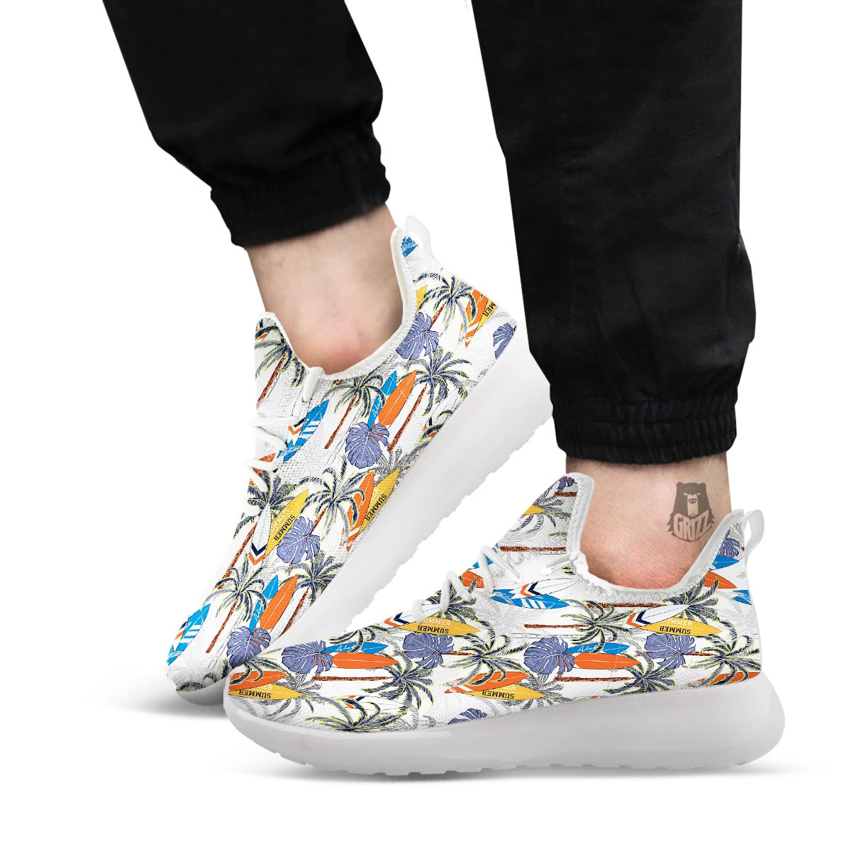 Surfing Summer Print Pattern White Athletic Shoes-grizzshop