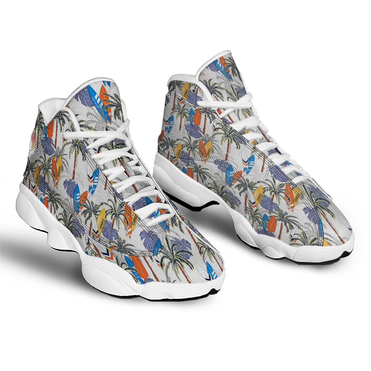 Surfing Summer Print Pattern White Basketball Shoes-grizzshop