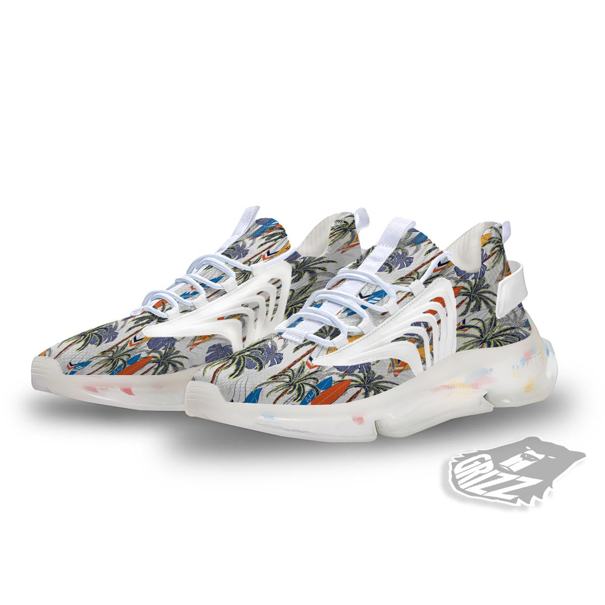 Surfing Summer Print Pattern White Gym Shoes-grizzshop