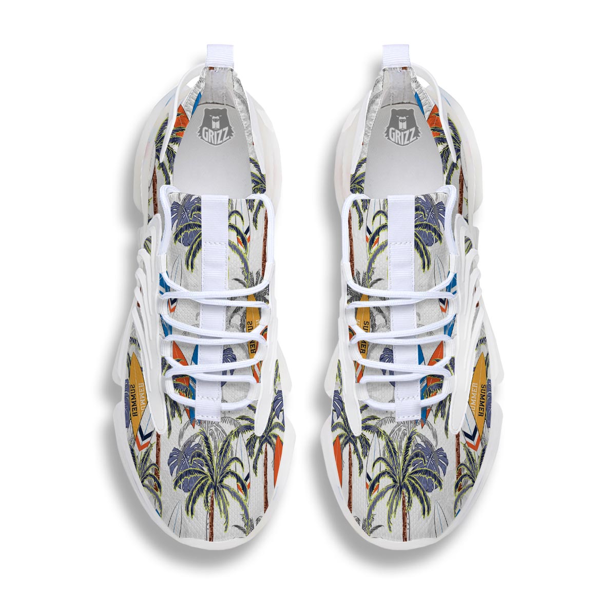 Surfing Summer Print Pattern White Gym Shoes-grizzshop