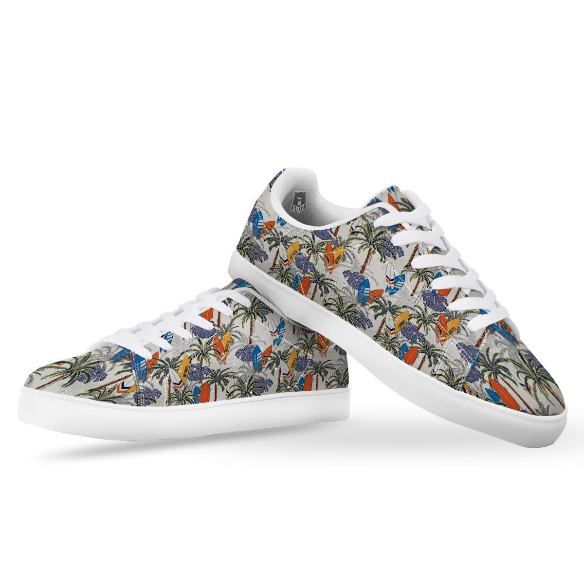 Surfing Summer Print Pattern White Low Top Sneakers-grizzshop