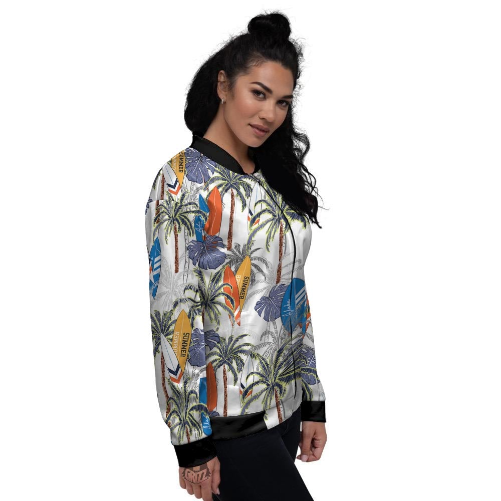 Surfing Summer Print Pattern Women's Bomber Jacket-grizzshop