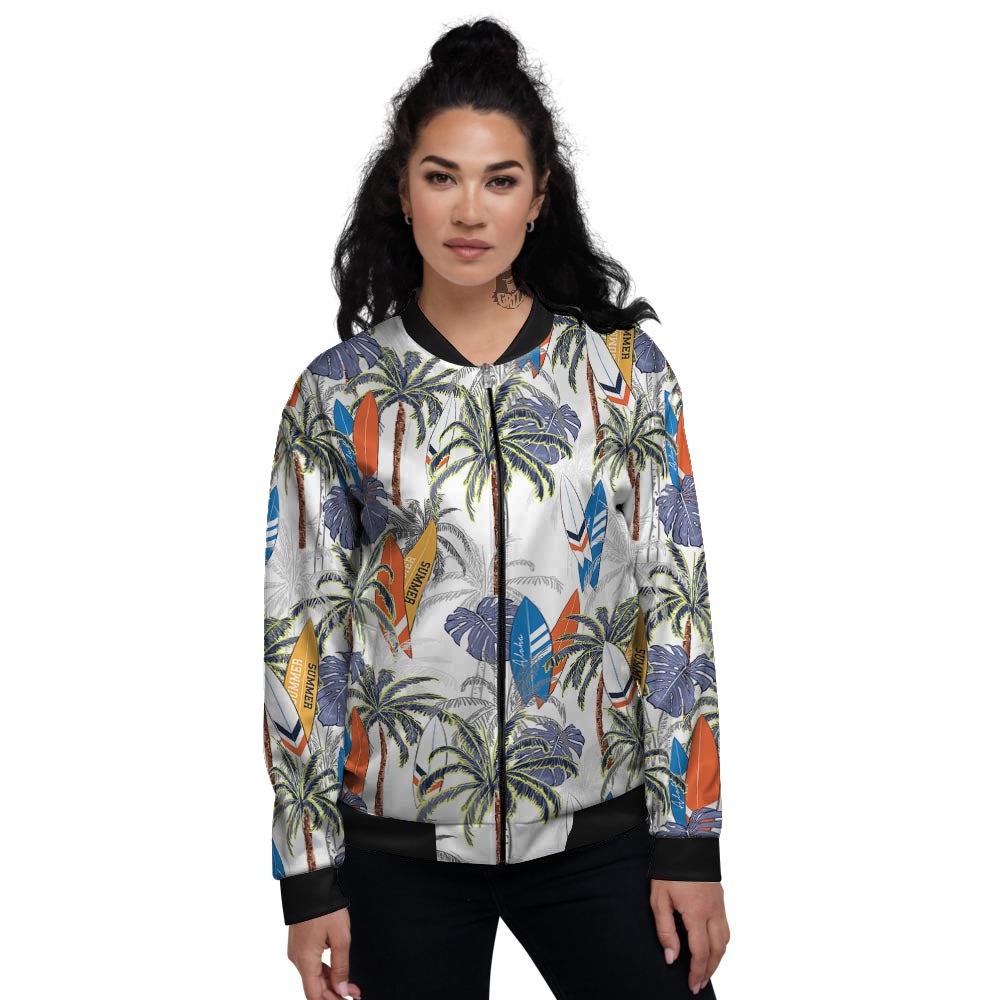 Surfing Summer Print Pattern Women's Bomber Jacket-grizzshop