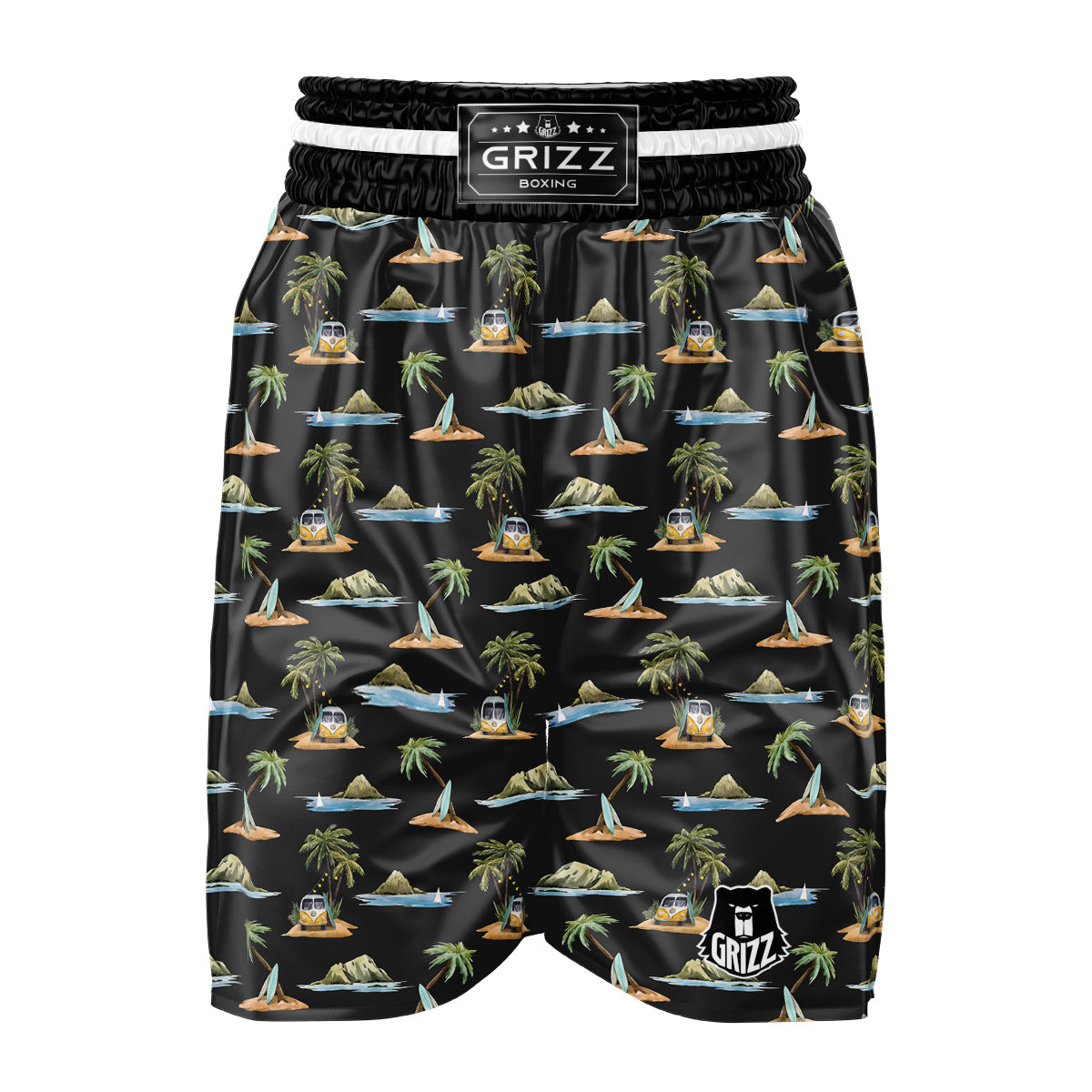 Surfing Watercolor Print Pattern Boxing Shorts-grizzshop