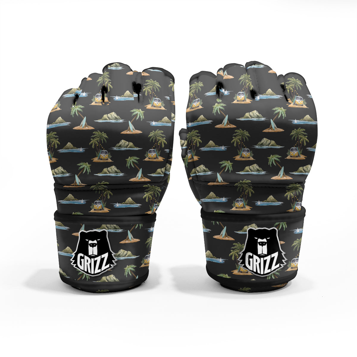 Surfing Watercolor Print Pattern MMA Gloves-grizzshop