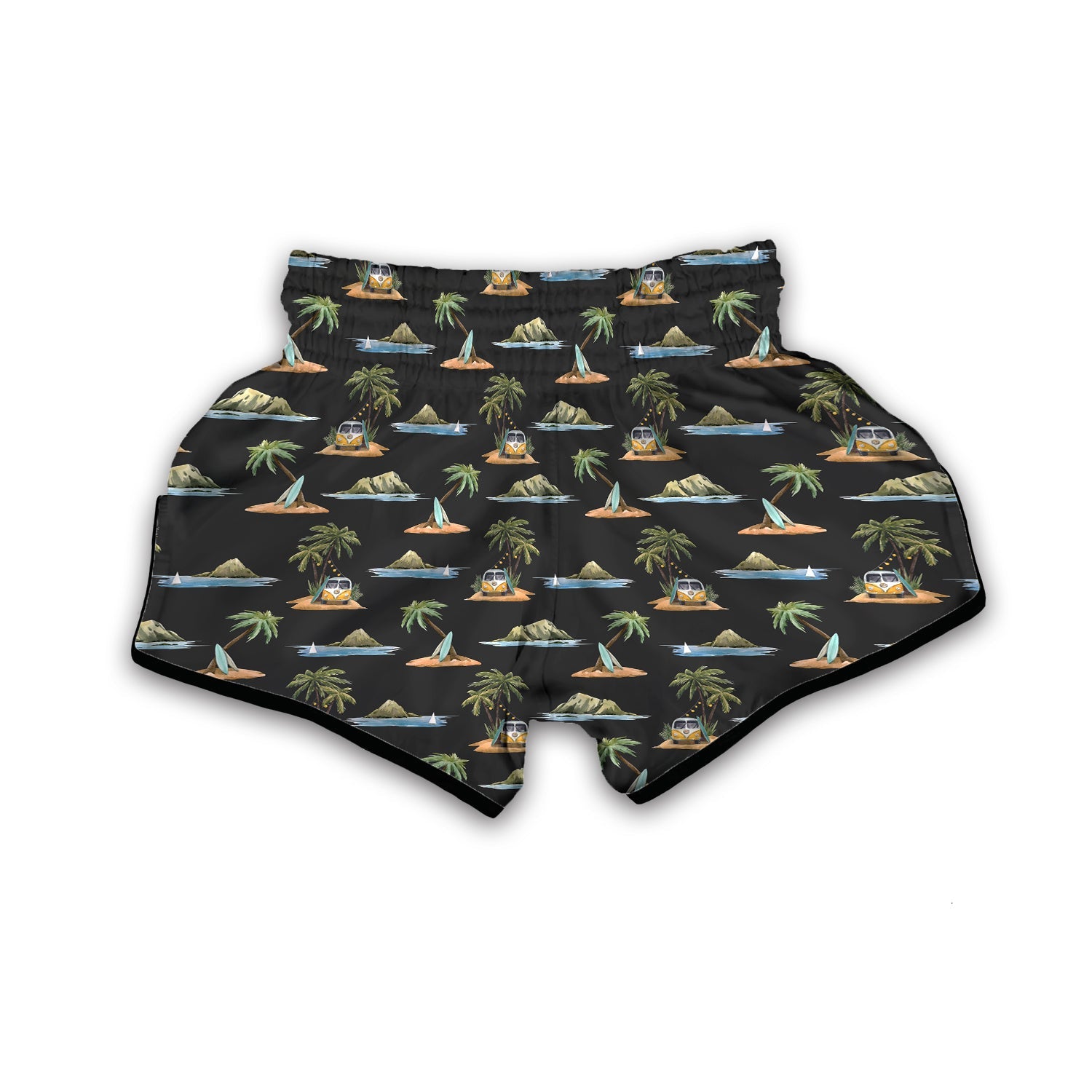 Surfing Watercolor Print Pattern Muay Thai Boxing Shorts-grizzshop