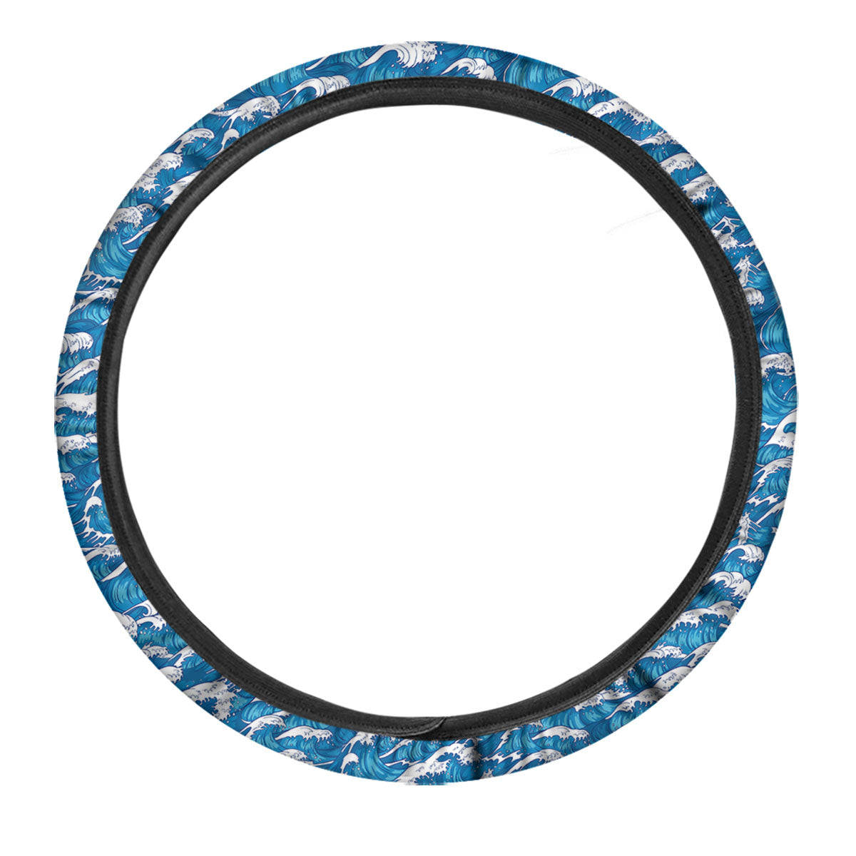 Surfing Wave Blue Print Pattern Car Steering Wheel Cover-grizzshop