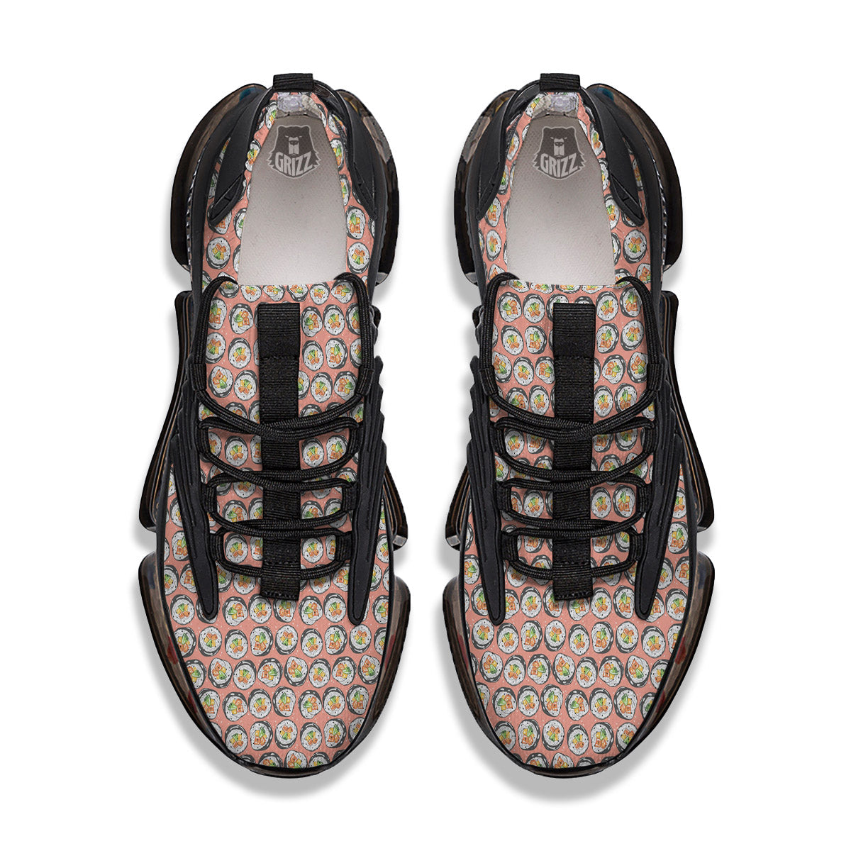 Sushi Colorful Print Pattern Black Gym Shoes-grizzshop