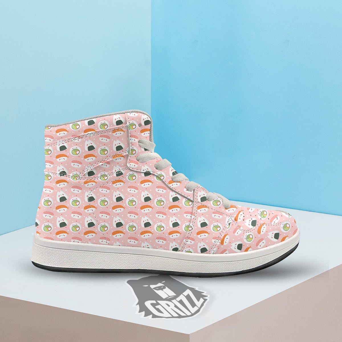 Sushi Cute Japanese Print Pattern High Top Sneakers-grizzshop