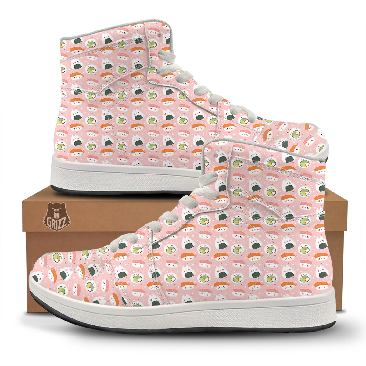 Sushi Cute Japanese Print Pattern High Top Sneakers-grizzshop