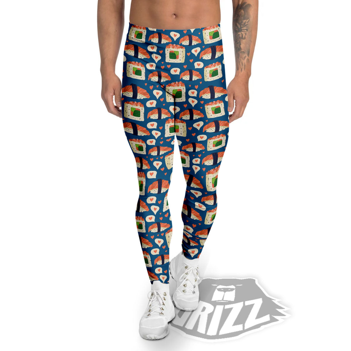 Sushi Doodle Japanese Print Pattern Men's Leggings-grizzshop