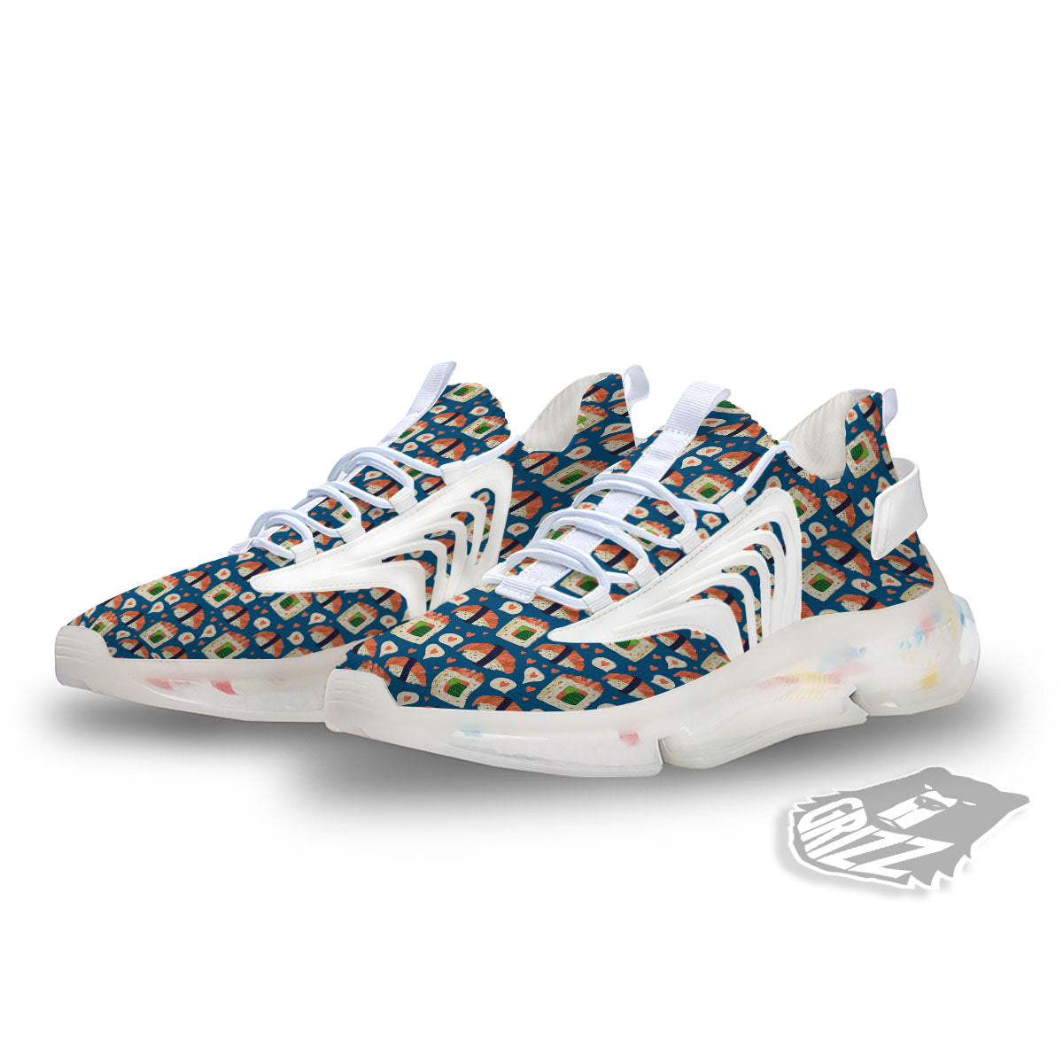 Sushi Doodle Japanese Print Pattern White Gym Shoes-grizzshop