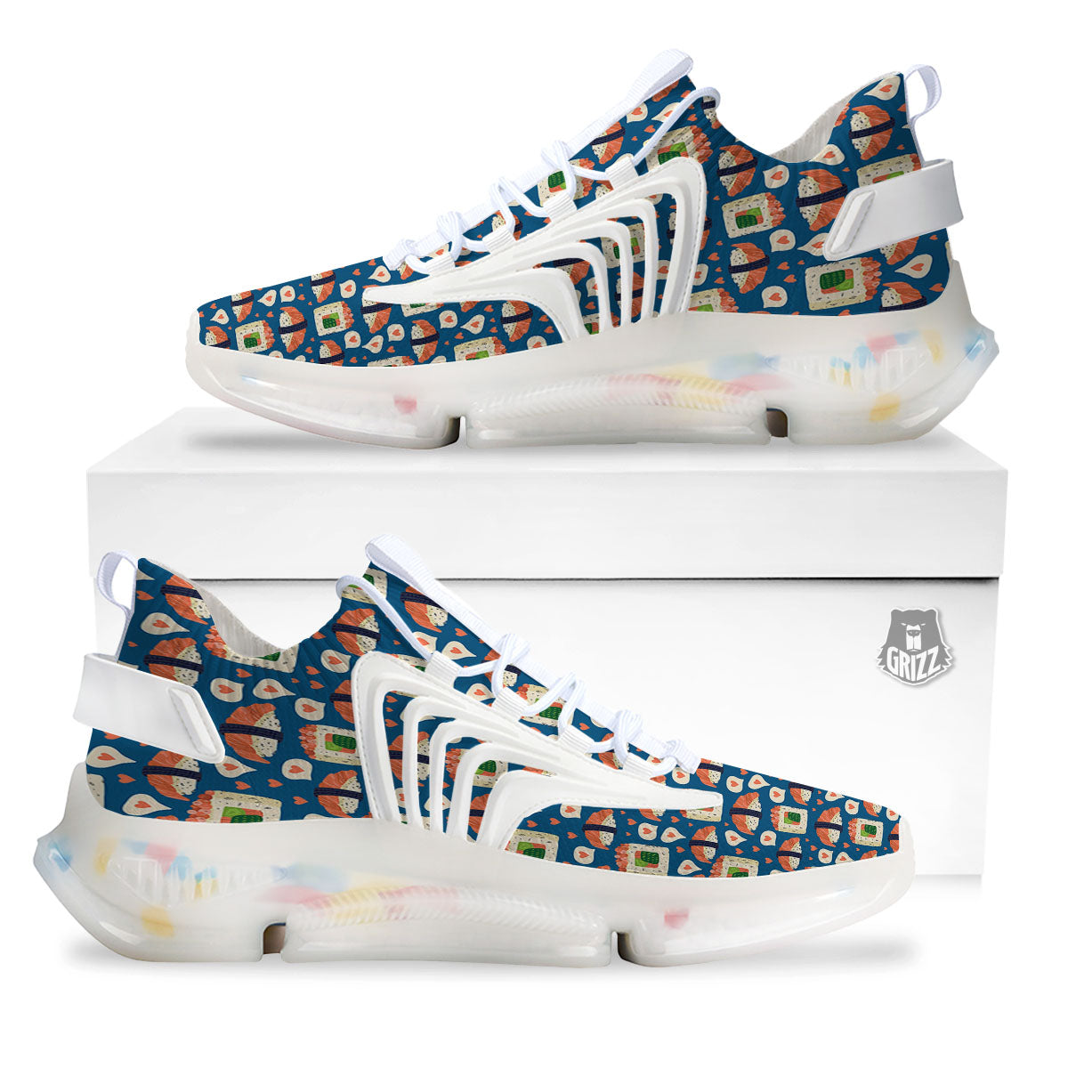 Sushi Doodle Japanese Print Pattern White Gym Shoes-grizzshop
