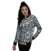 Sushi Doodle Japanese Print Pattern Women's Bomber Jacket-grizzshop