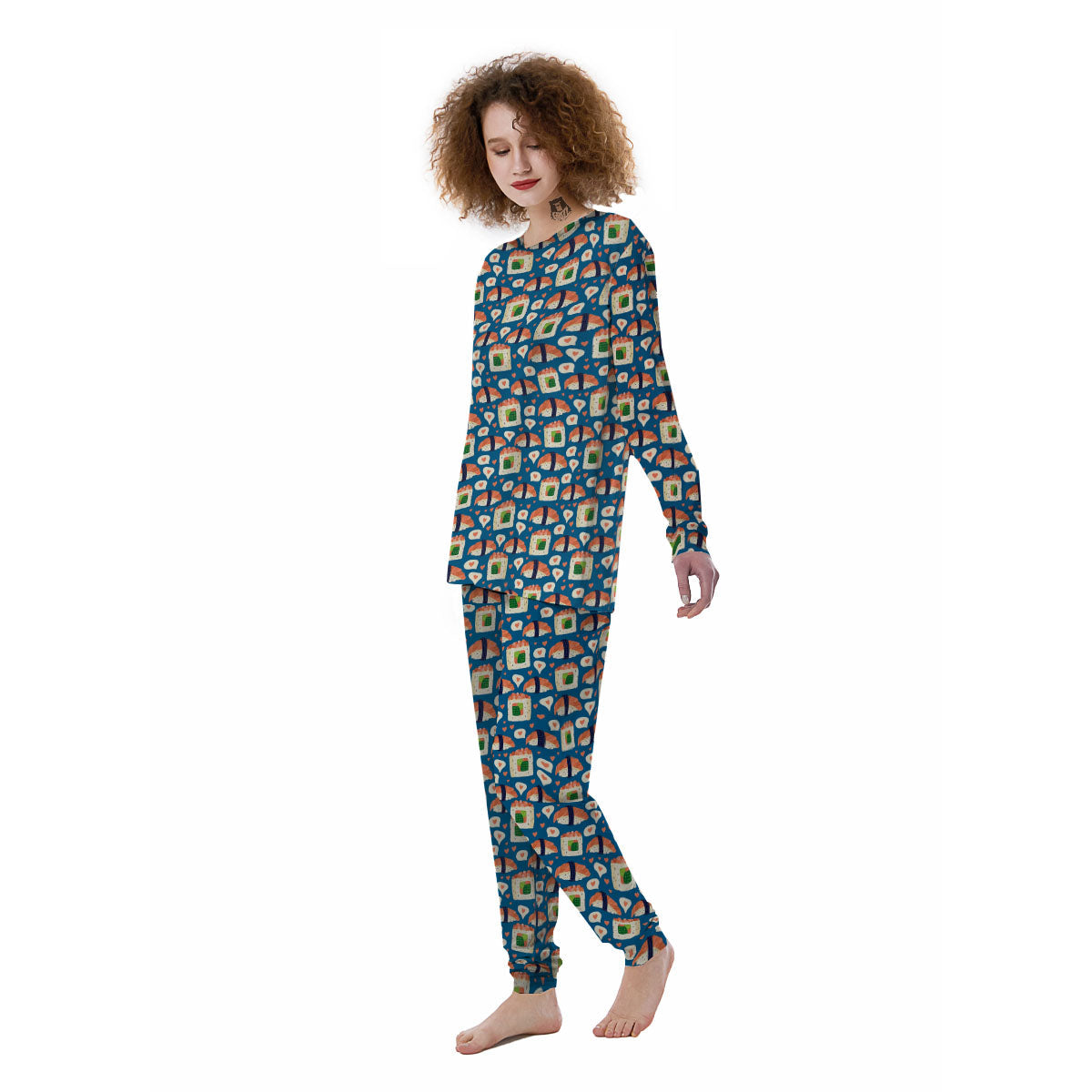 Sushi Doodle Japanese Print Pattern Women's Pajamas-grizzshop