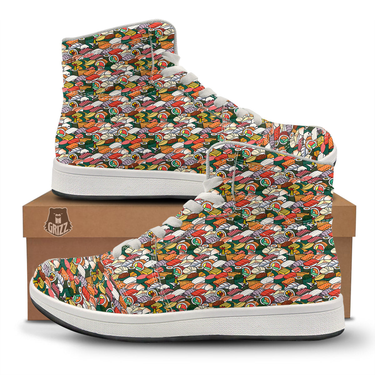 Sushi Japanese Colorful Print Pattern High Top Sneakers-grizzshop