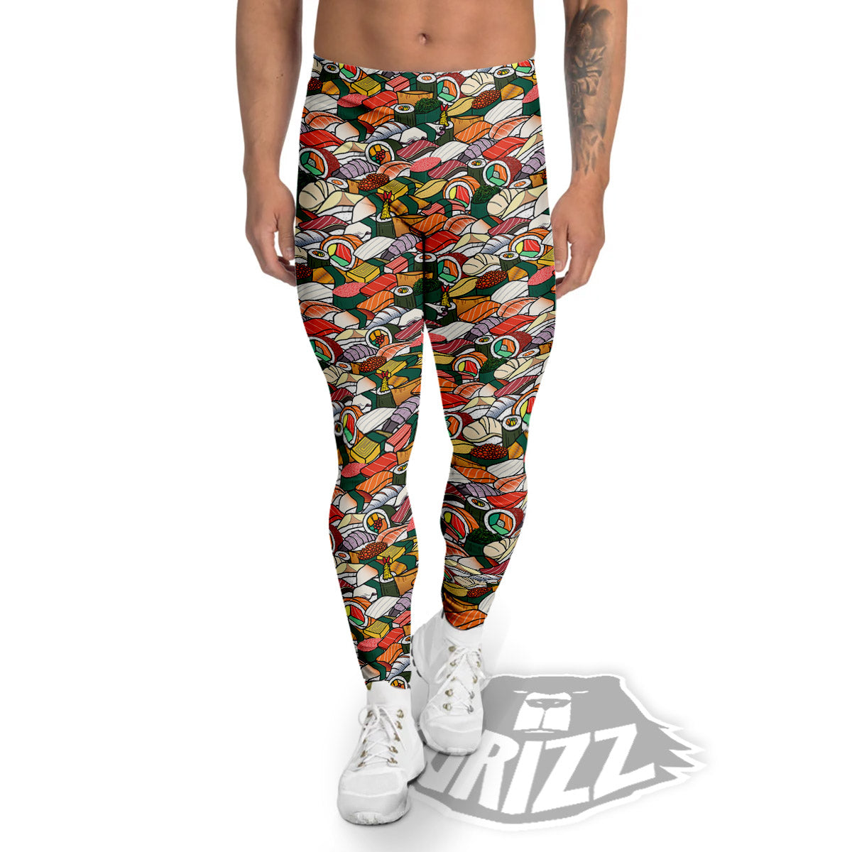 Sushi Japanese Colorful Print Pattern Men's Leggings-grizzshop