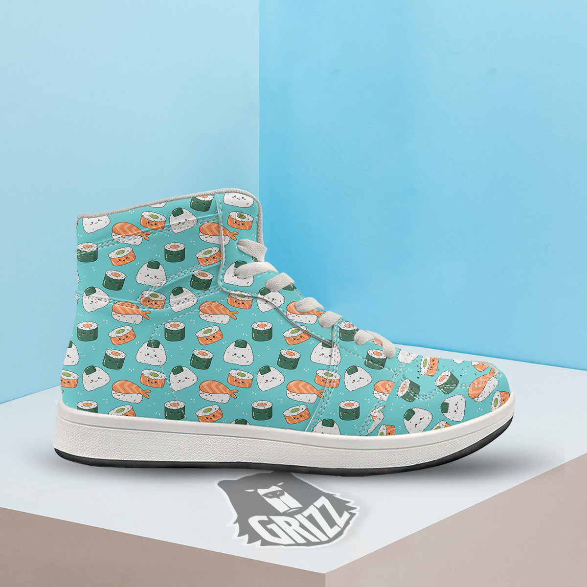 Sushi Kawaii Japanese Print Pattern High Top Sneakers-grizzshop