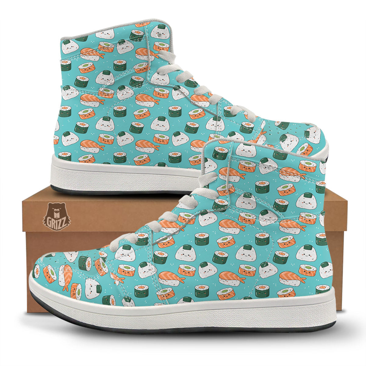 Sushi Kawaii Japanese Print Pattern High Top Sneakers-grizzshop