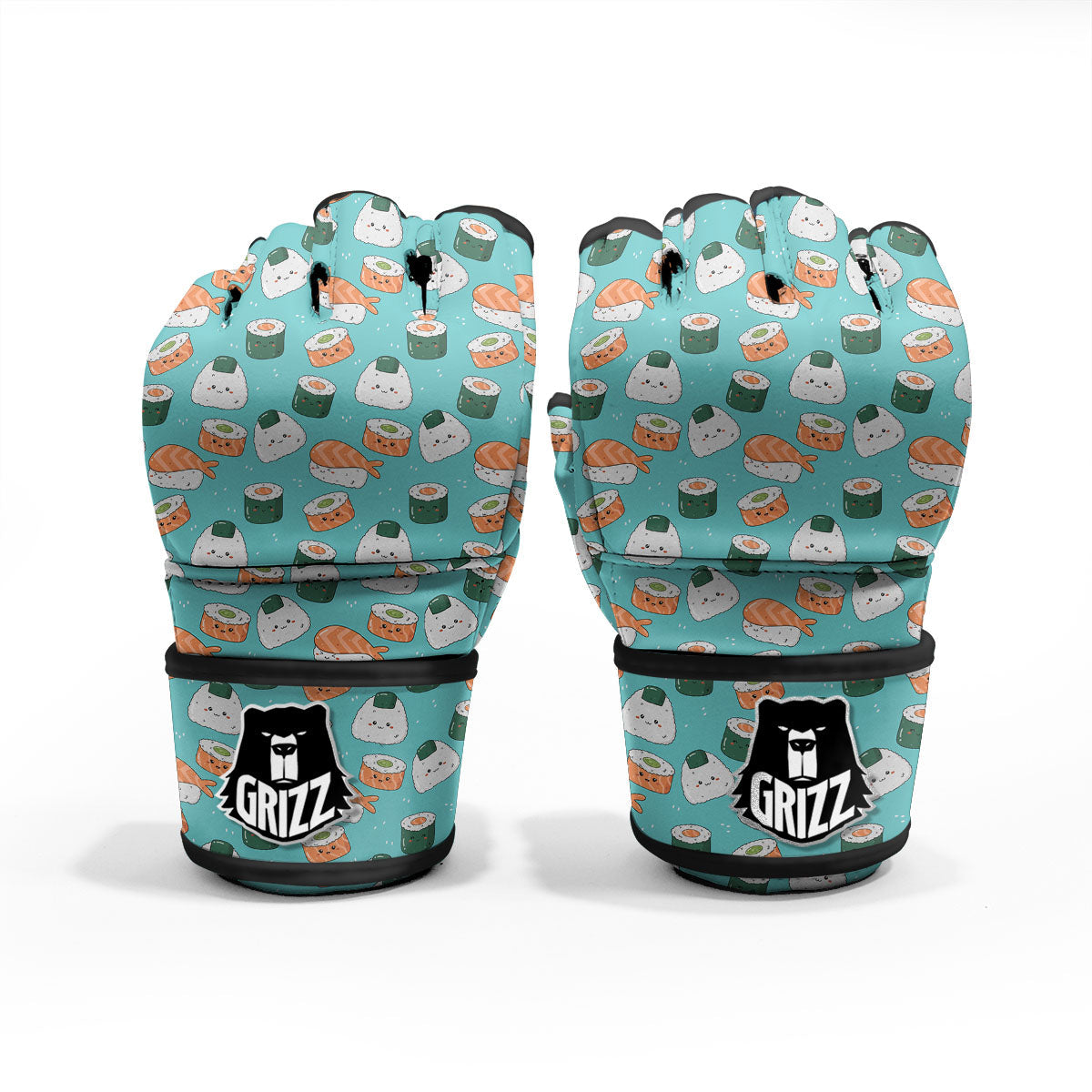Sushi Kawaii Japanese Print Pattern MMA Gloves-grizzshop