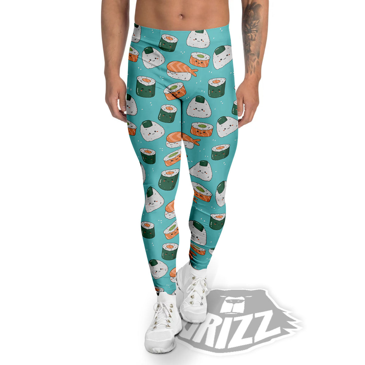 Sushi Kawaii Japanese Print Pattern Men's Leggings-grizzshop