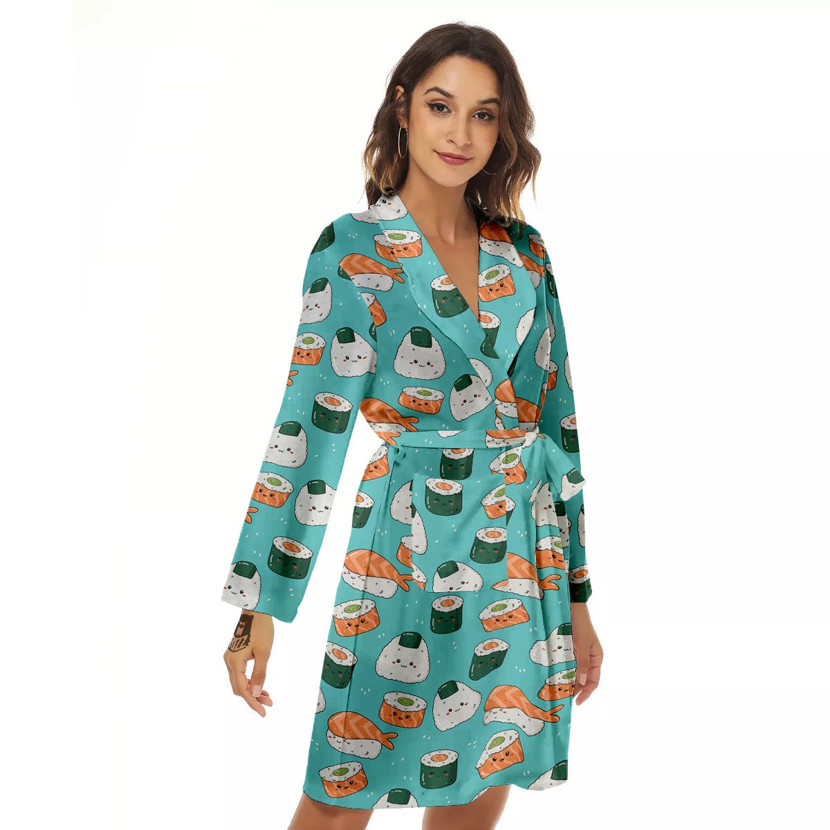 Sushi Kawaii Japanese Print Pattern Women's Robe – Grizzshopping