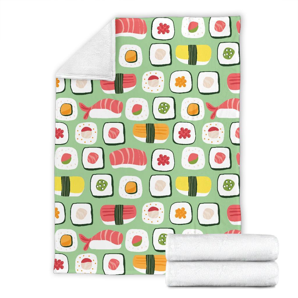 Sushi Kawaii Pattern Print Blanket-grizzshop