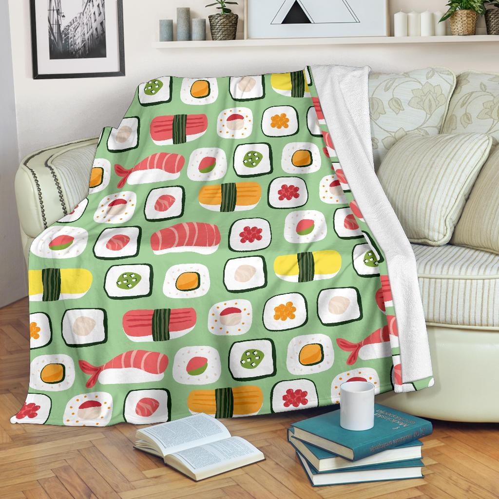 Sushi Kawaii Pattern Print Blanket-grizzshop