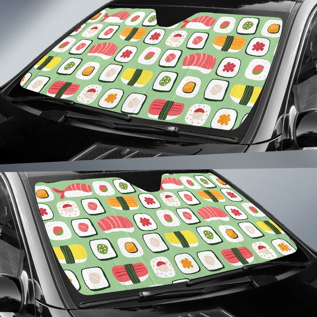 Sushi Kawaii Pattern Print Car Sun Shade-grizzshop