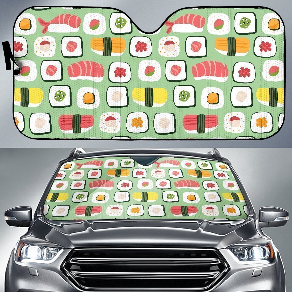 Sushi Kawaii Pattern Print Car Sun Shade-grizzshop