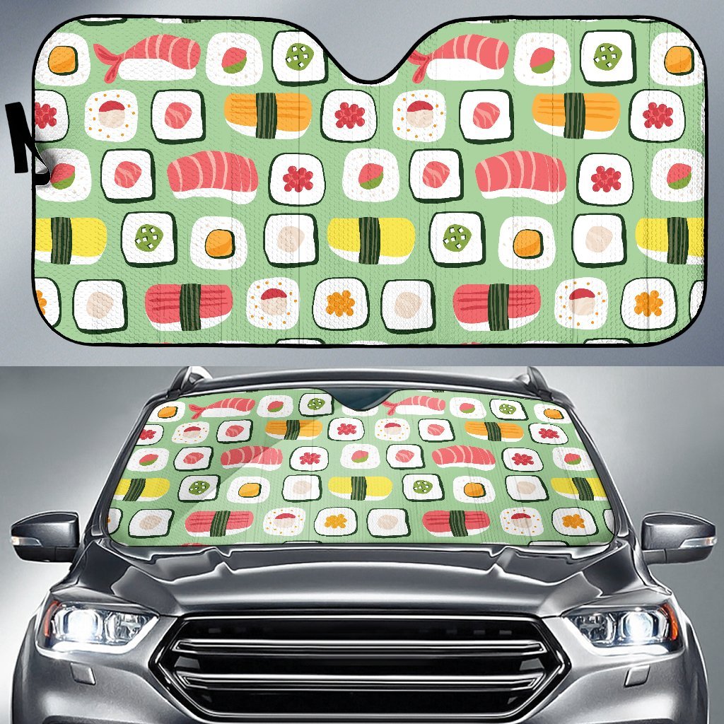 Sushi Kawaii Pattern Print Car Sun Shade-grizzshop