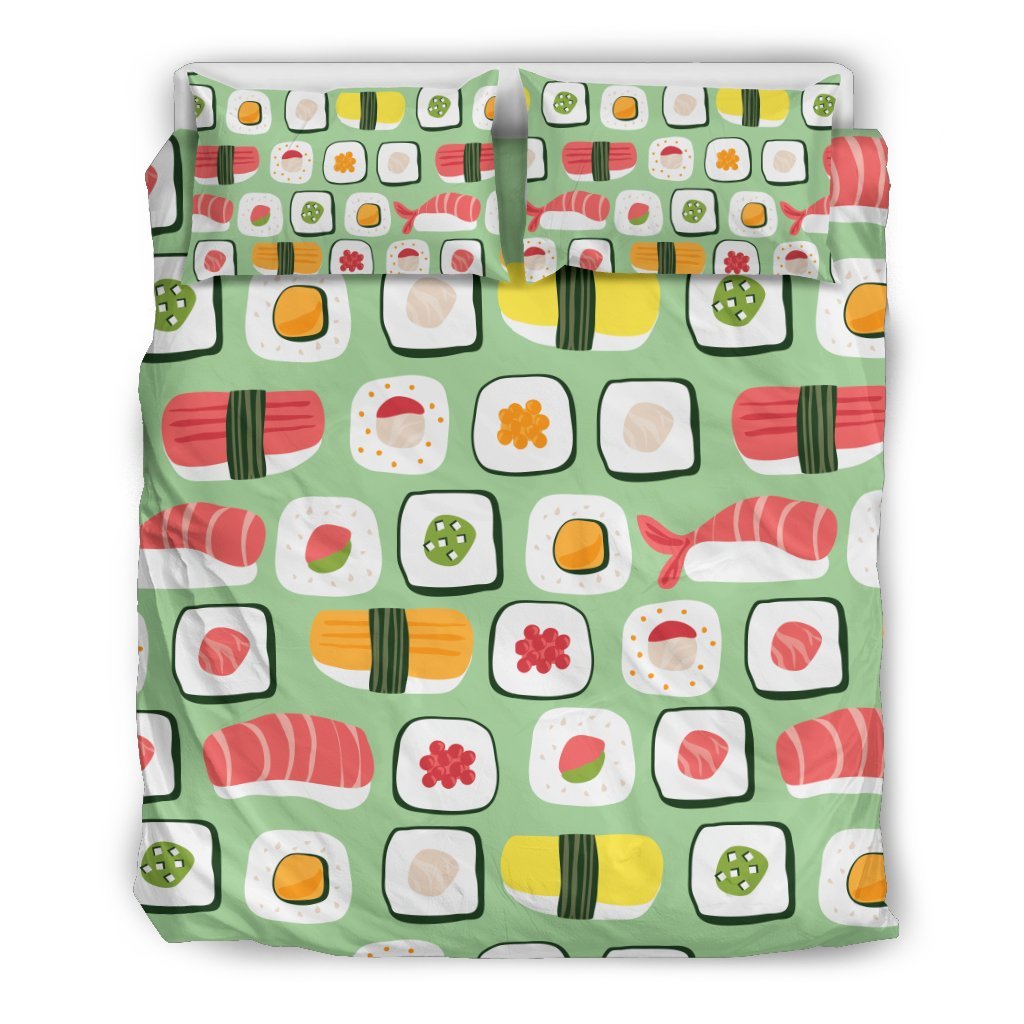 Sushi Kawaii Pattern Print Duvet Cover Bedding Set-grizzshop